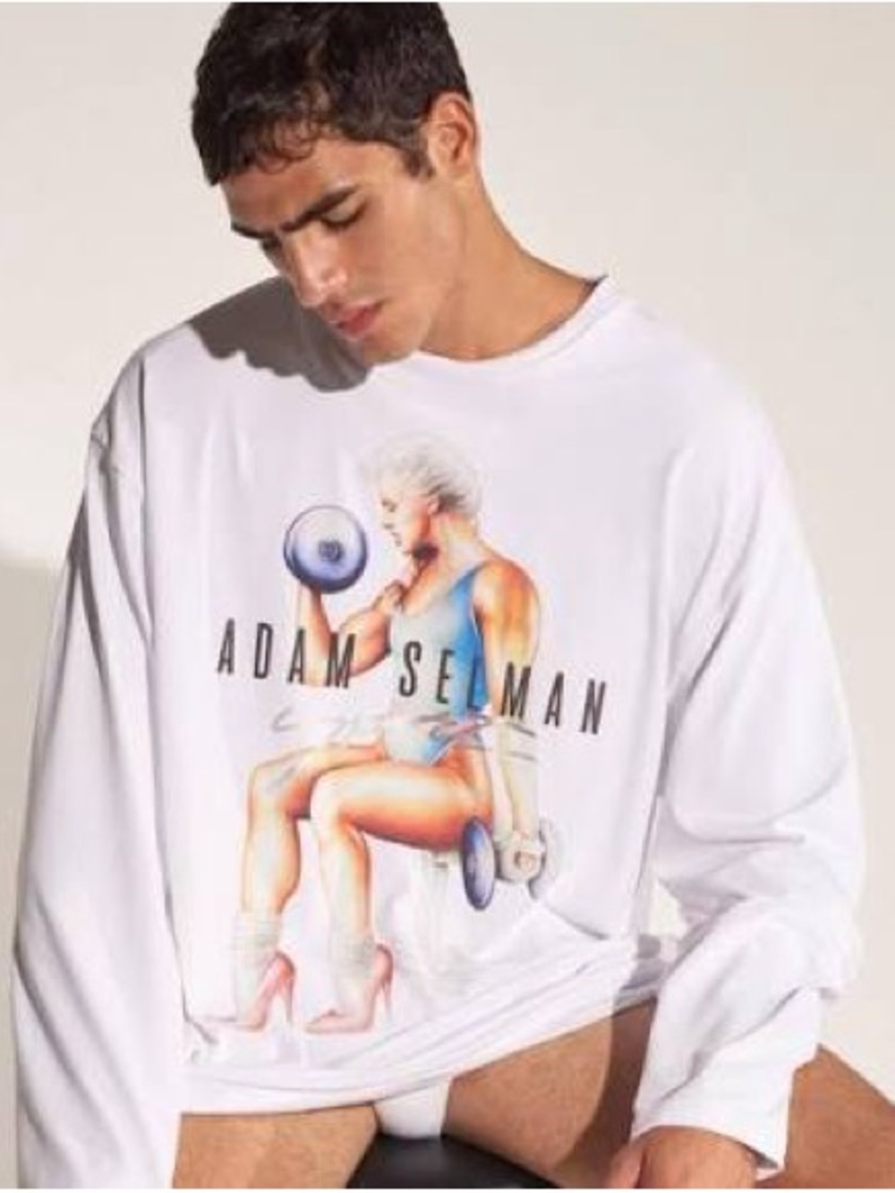 Adam Selman Sport Bodybuilder Muscle Woman White Long Sleeve Crew Tee Unisex XS